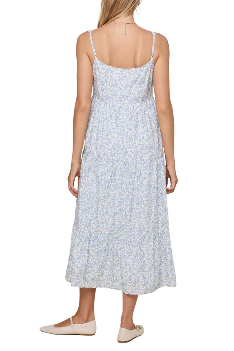 Flroal Tiered Midi Dress, Alternate, color, OFF WHITE/ BLUE