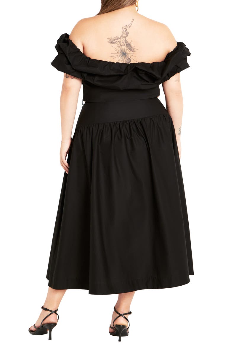 Kaia Off the Shoulder Crop Top & Maxi Skirt, Alternate, color, BLACK