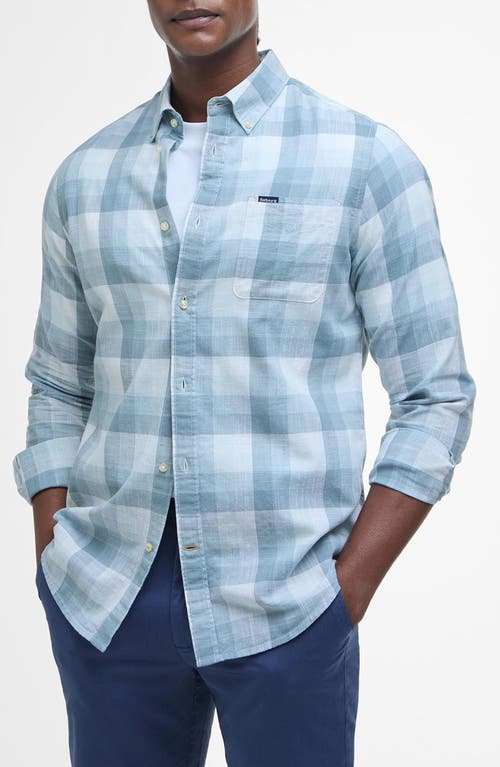 Shop Barbour Hillroad Tailored Fit Buffalo Check Button-down Shirt In Vintage Teal