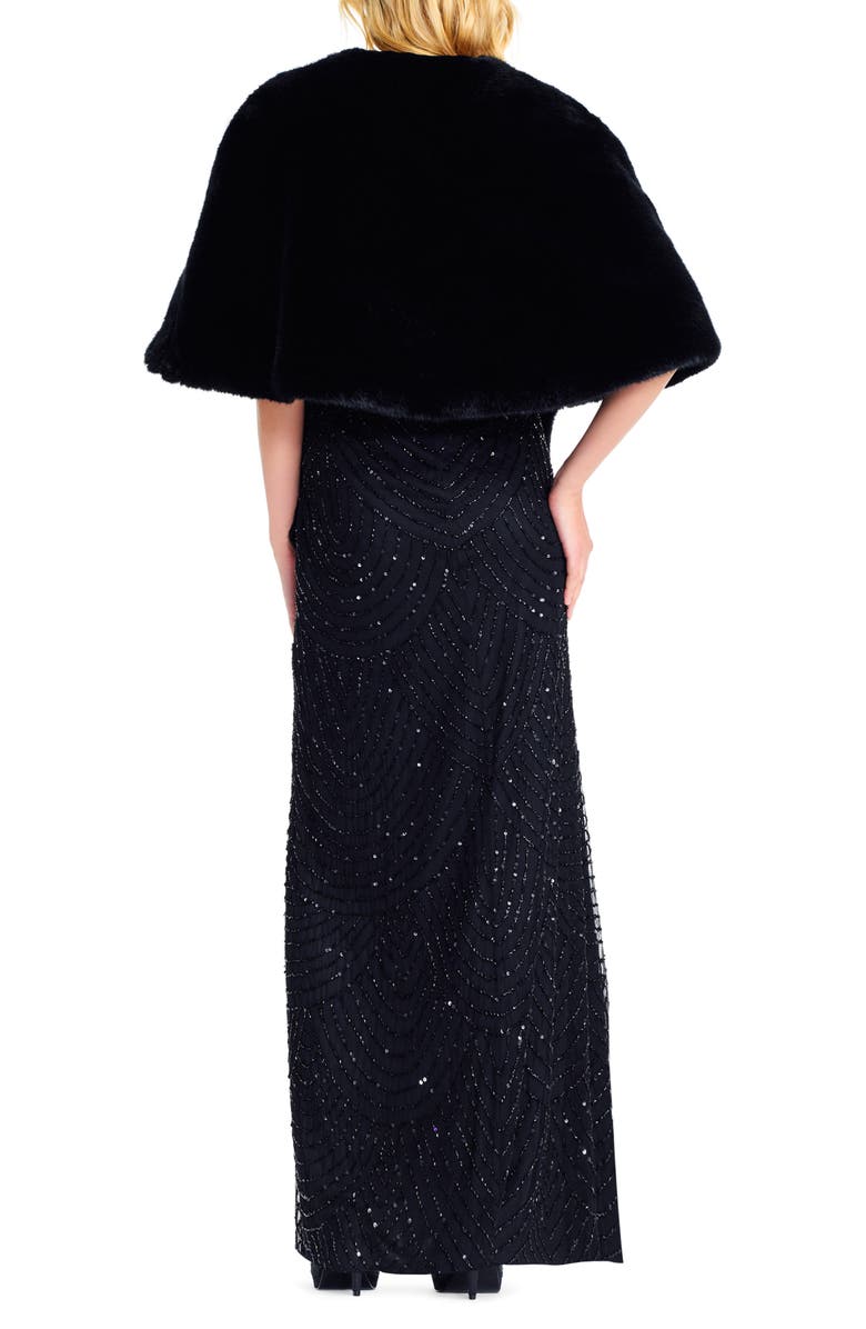 Adrianna Papell Faux Fur Jacket, Alternate, color, Black