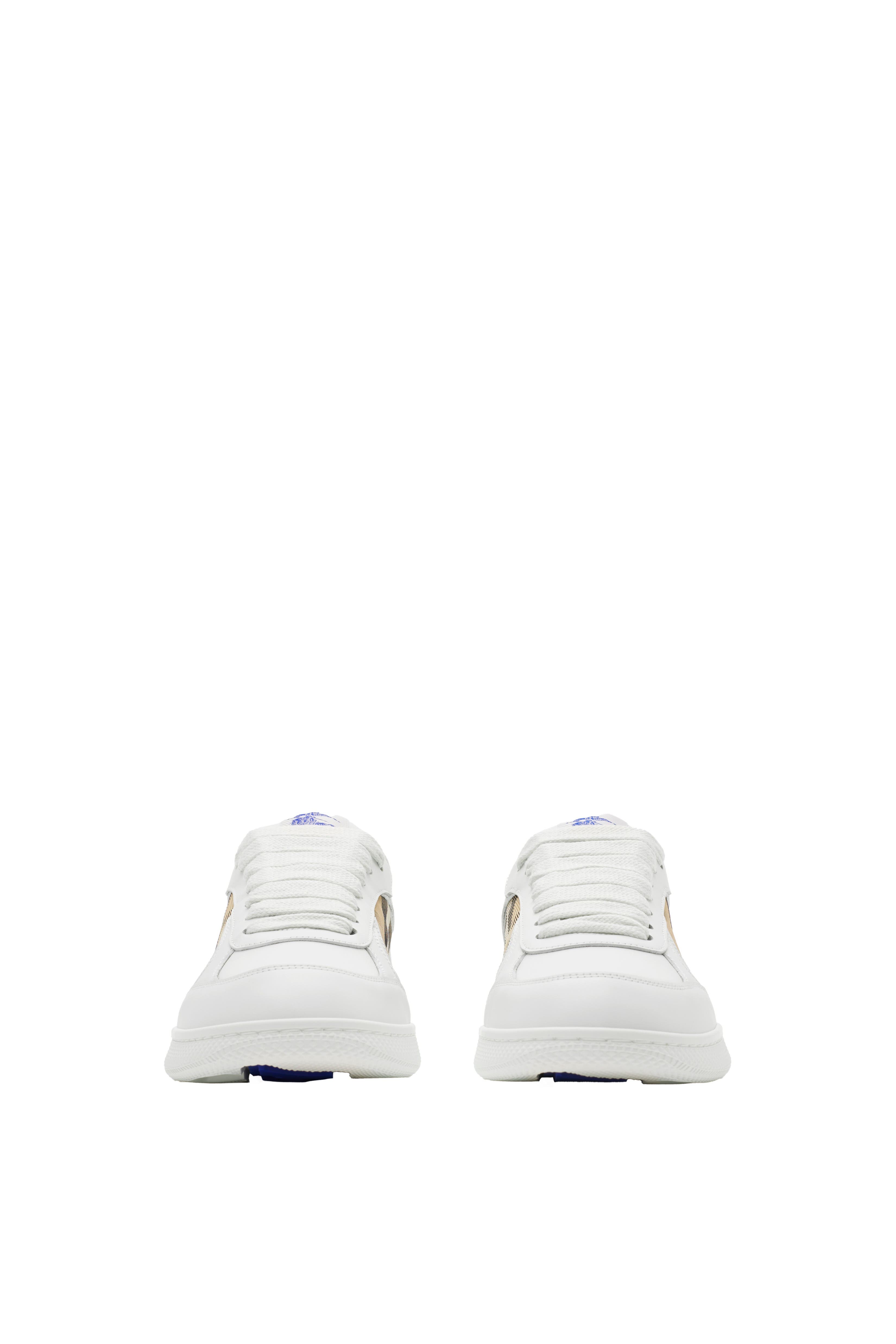 Burberry Leather and Check Terrace Sneakers, Alternate, color, White/Sand