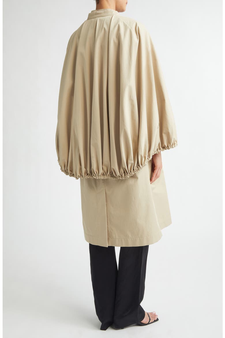 Cotton Gabardine Coat with Removable Cape, Alternate, color, BEIGE