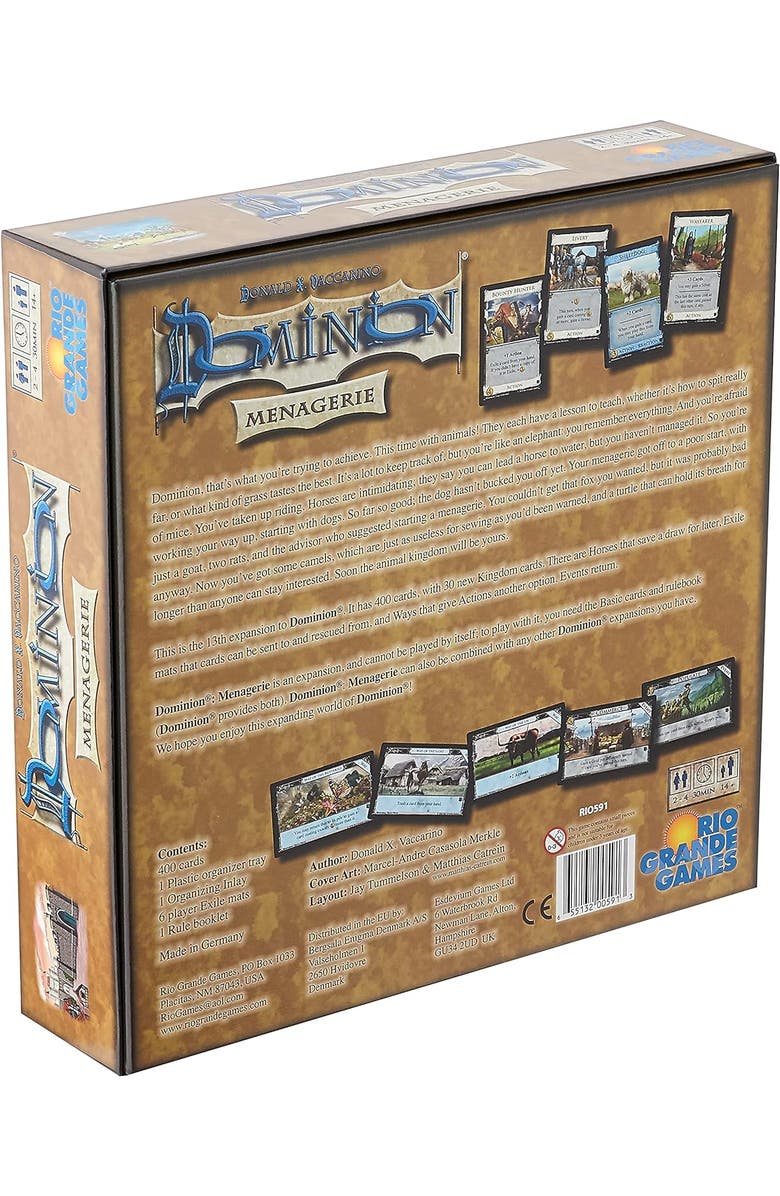 Rio Grande Games Dominion Menagerie, Strategy Card Game, All Ages, Alternate, color,