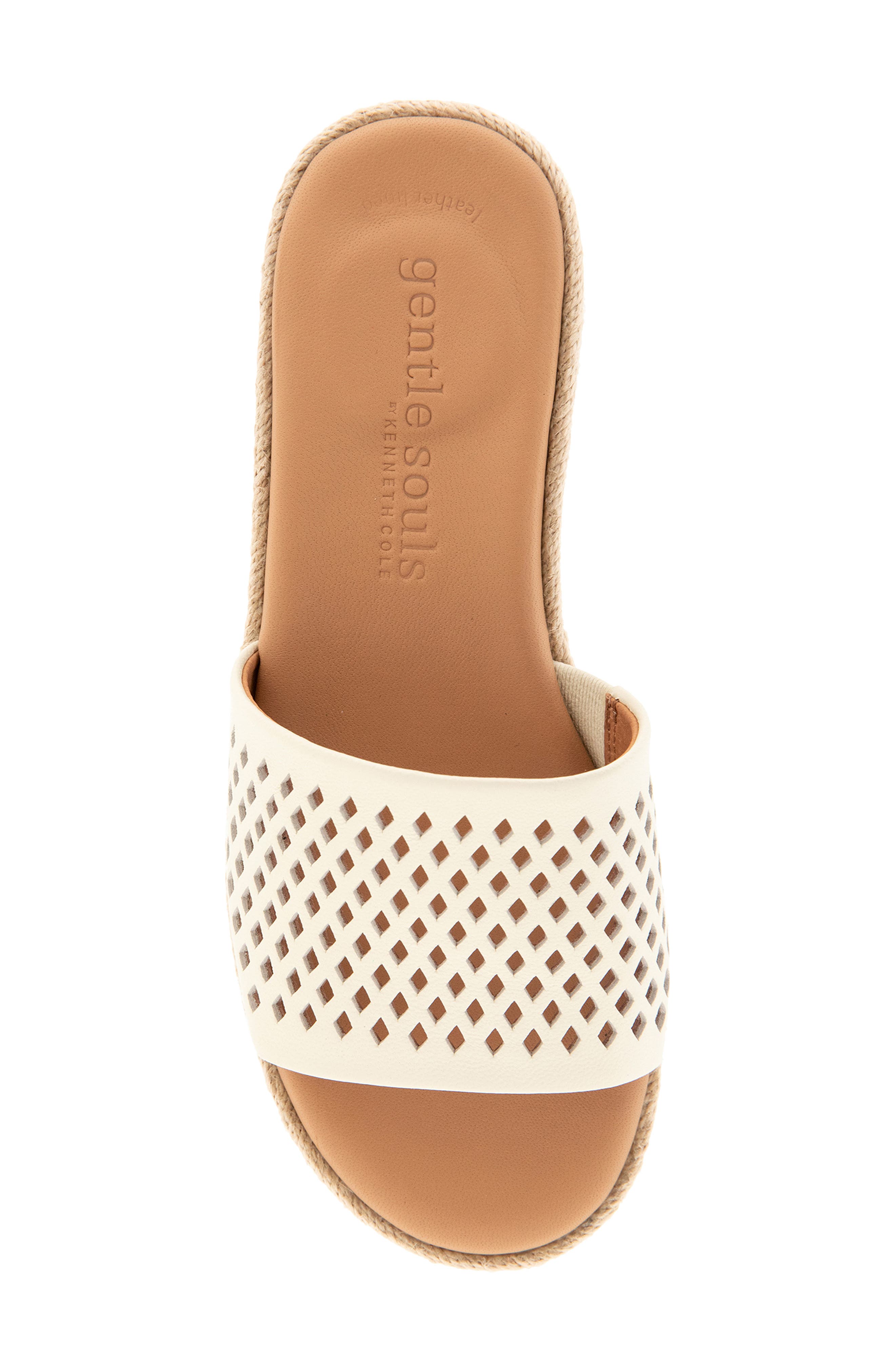 Vandy Perforated Platform Slide Sandal, Alternate, color, STONE LEATHER