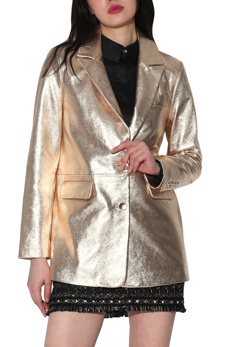 Walter Baker Kiki Metallic Leather Blazer, Main, color, 