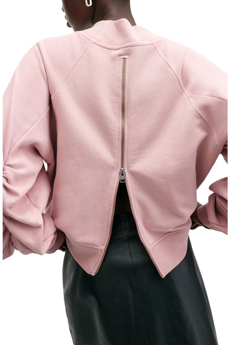 Dana Back Zip Mock Neck Sweatshirt, Alternate, color, DUSTY PINK ORCHID