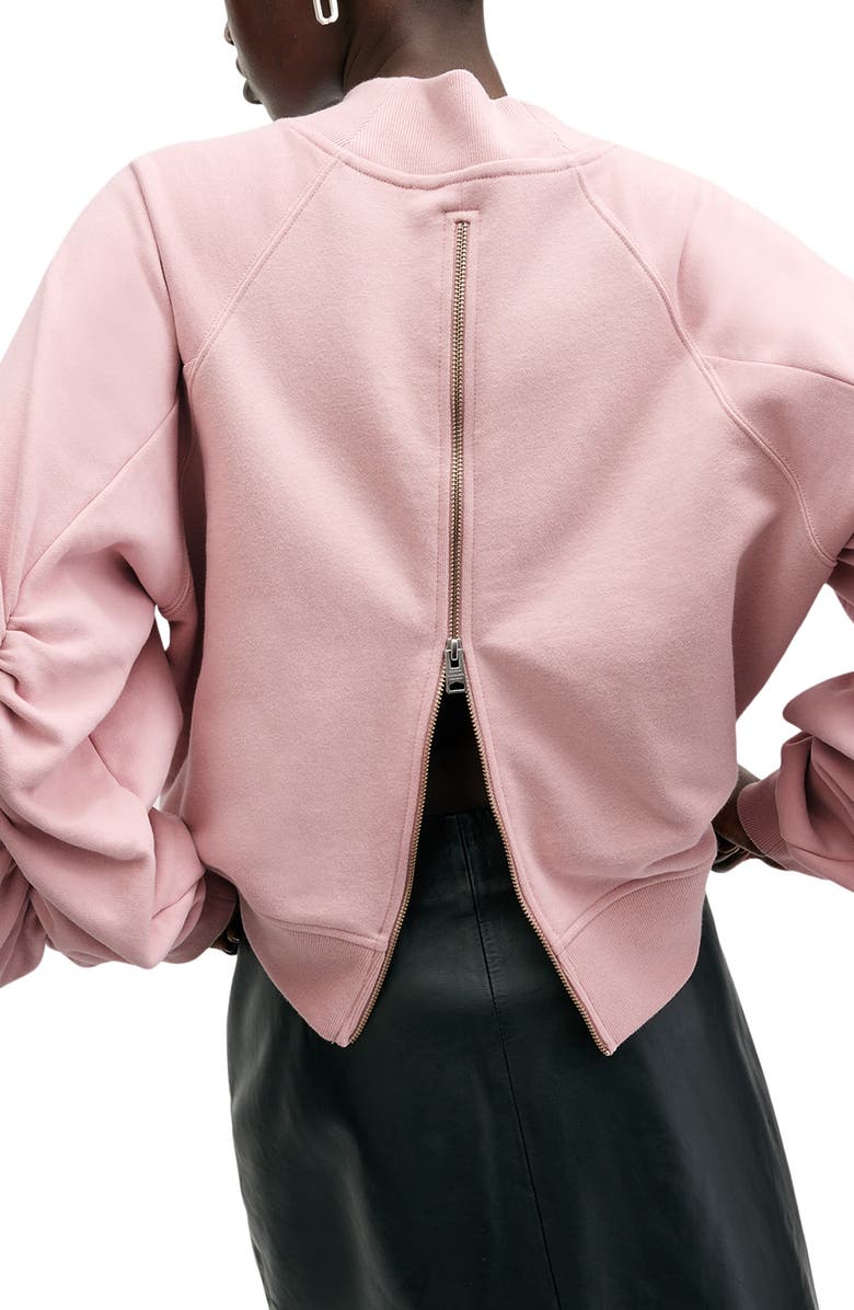 AllSaints Dana Back Zip Mock Neck Sweatshirt, Alternate, color,