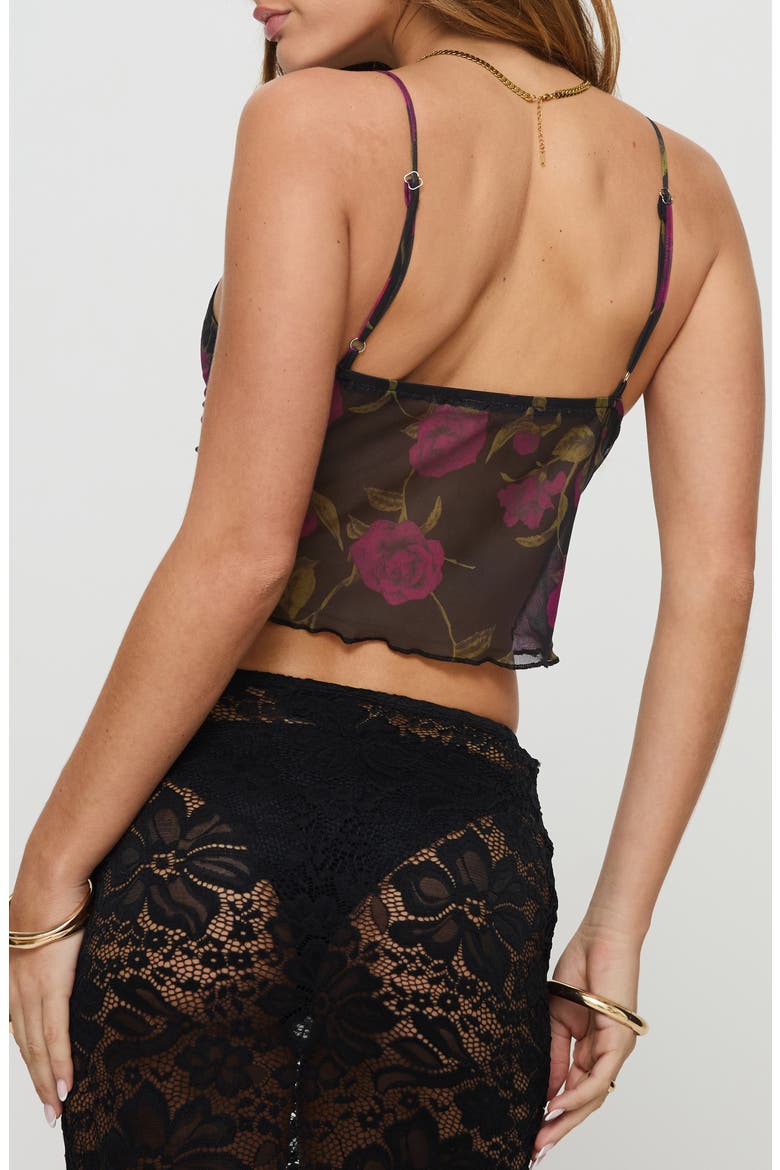Raphalee Floral Mesh Camisole, Alternate, color, BLACK