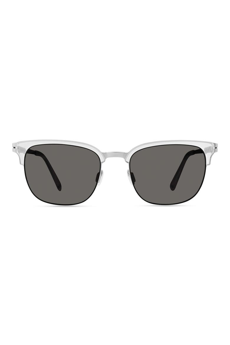 53mm Polarized Square Sunglasses, Main, color, CRYSTAL GUN