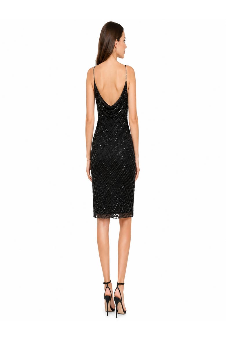 Beaded Flounce Dress, Alternate, color, Black Gunmetal