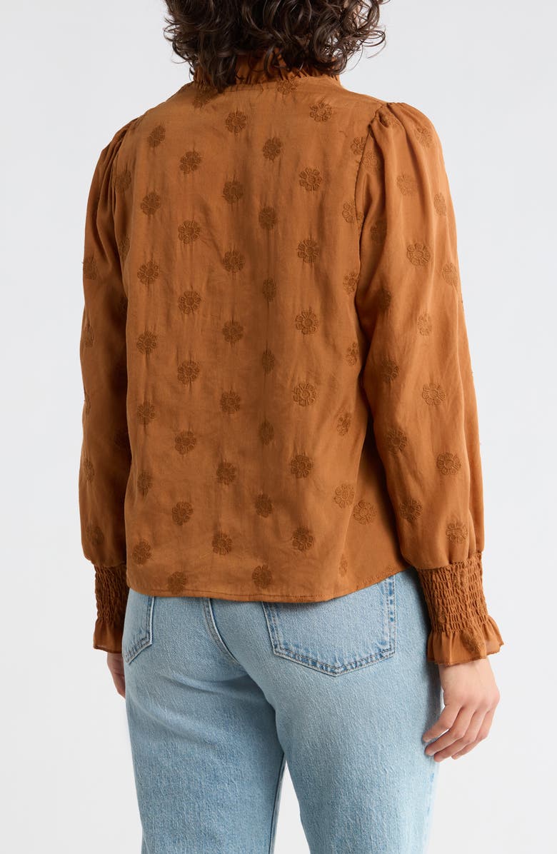 Forgotten Grace Floral Embroidered Smocked Cuff Top, Alternate, color, Cinnamon
