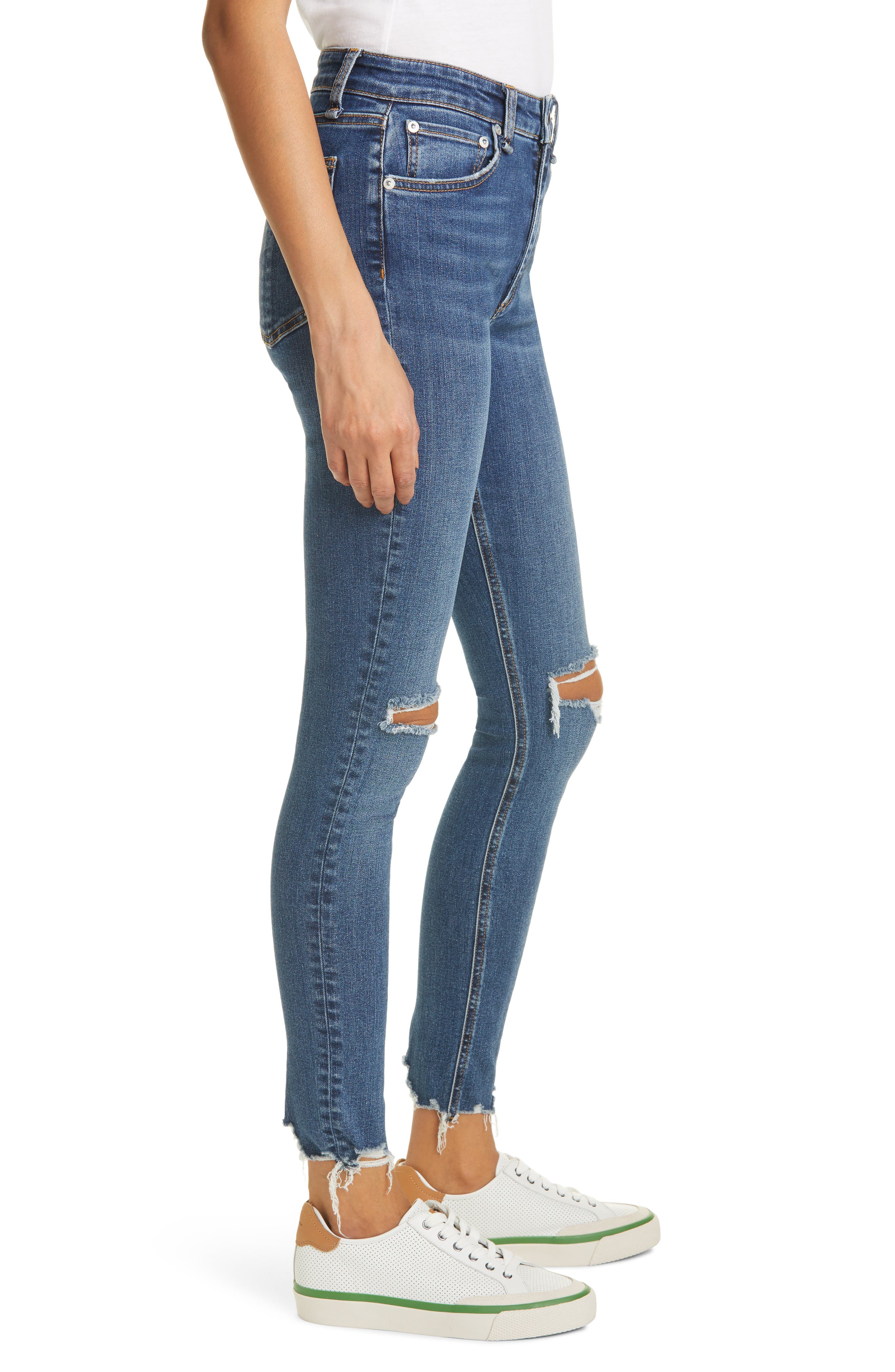 rag & bone Nina Ripped High Waist Ankle Skinny Jeans (Women) | Nordstrom