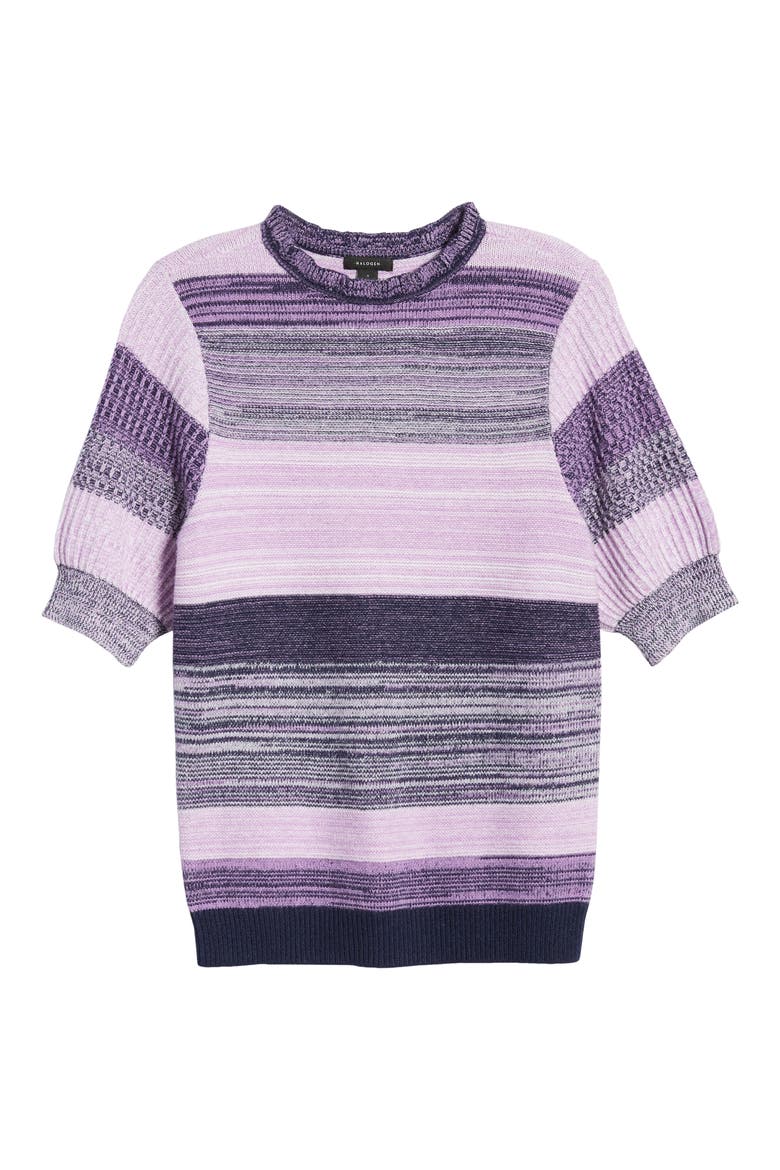 Stripe Rib Sweater, Alternate, color, PURPLE MULTI STRIPE