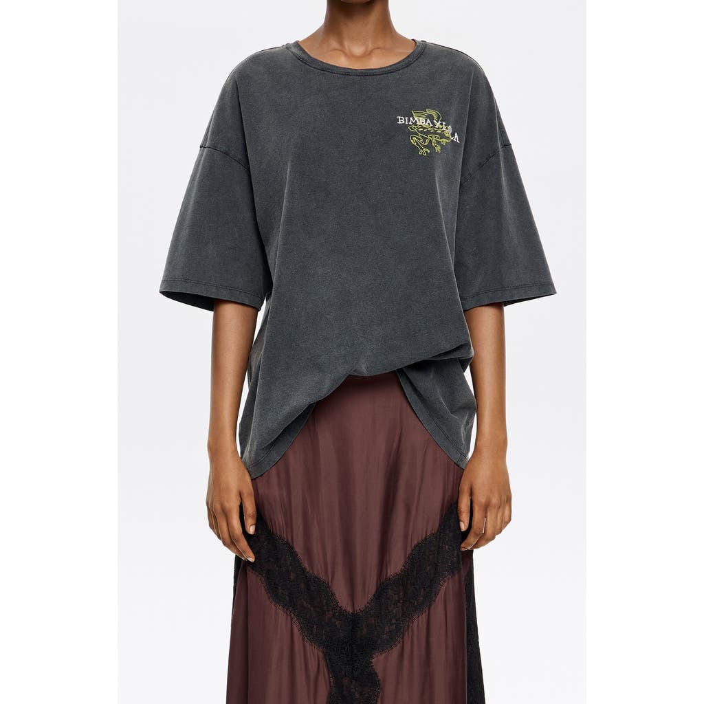 Bimba Y Lola Oversize Logo T-shirt In Black
