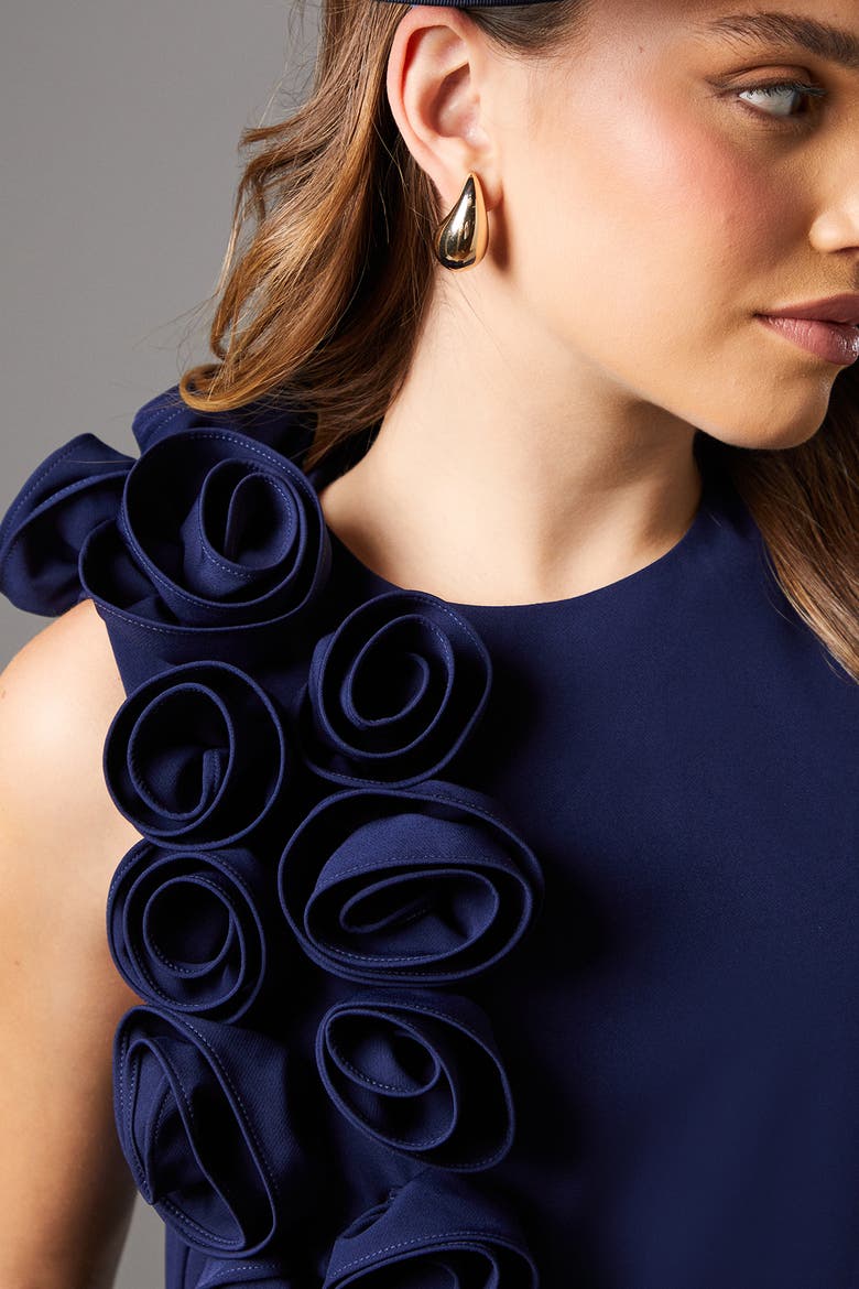 Corsage Detail Pleated Jumpsuit, Alternate, color, Navy