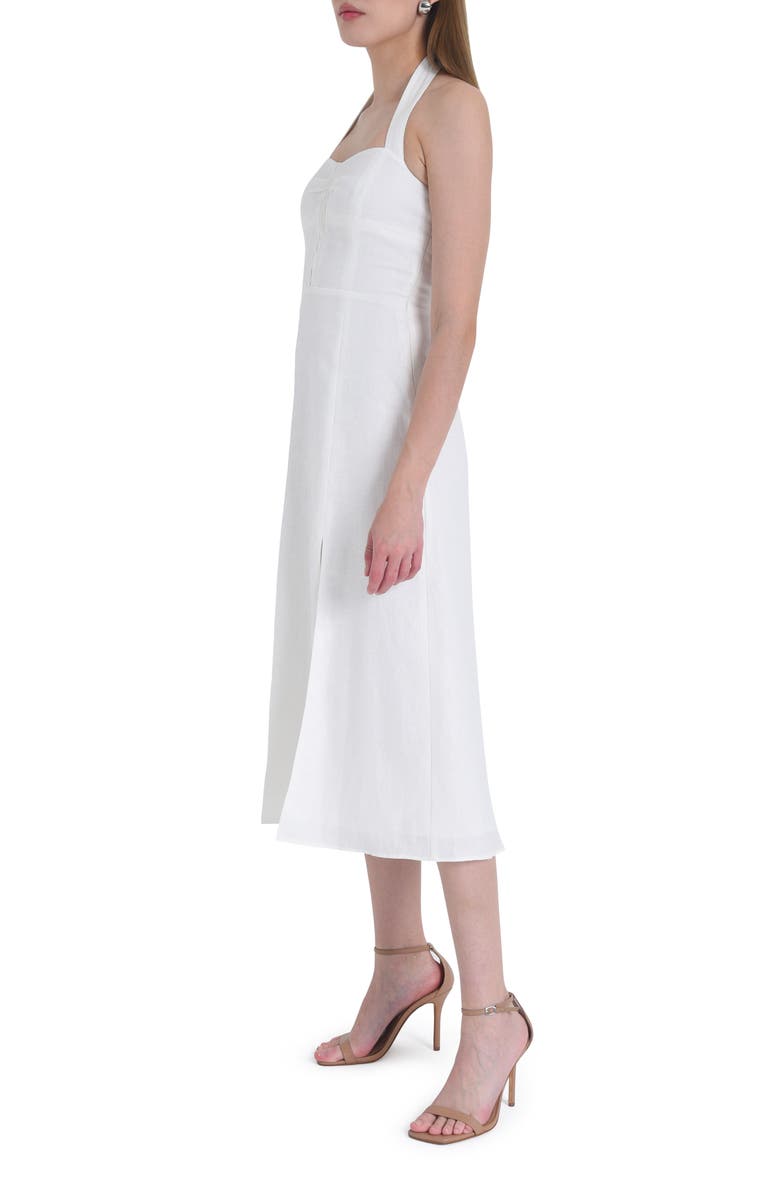 WAYF Simone Halter Neck Linen Midi Dress, Alternate, color,