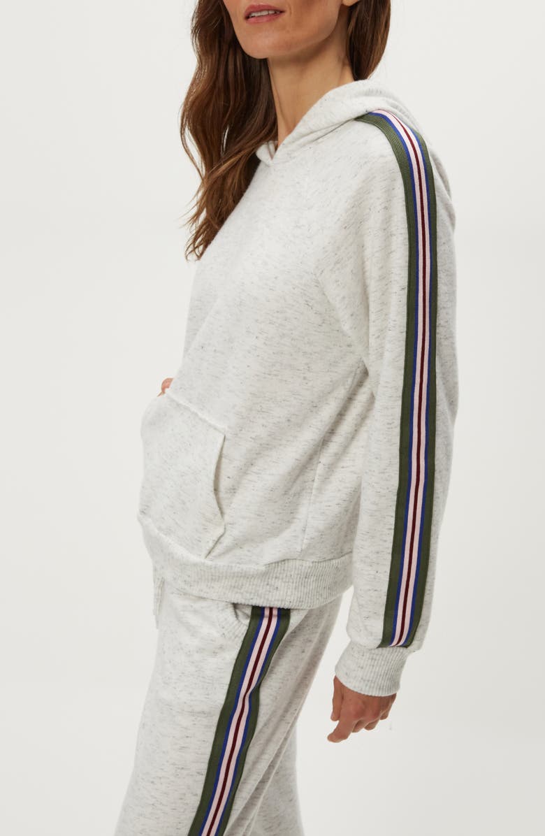 Michael Stars Latoya Stripe Accent Hoodie, Alternate, color, Chalk