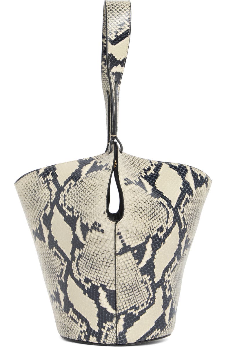 Khaite Mini Lotus Snakeskin Embossed Leather Tote Bag, Alternate, color, 121 Natural