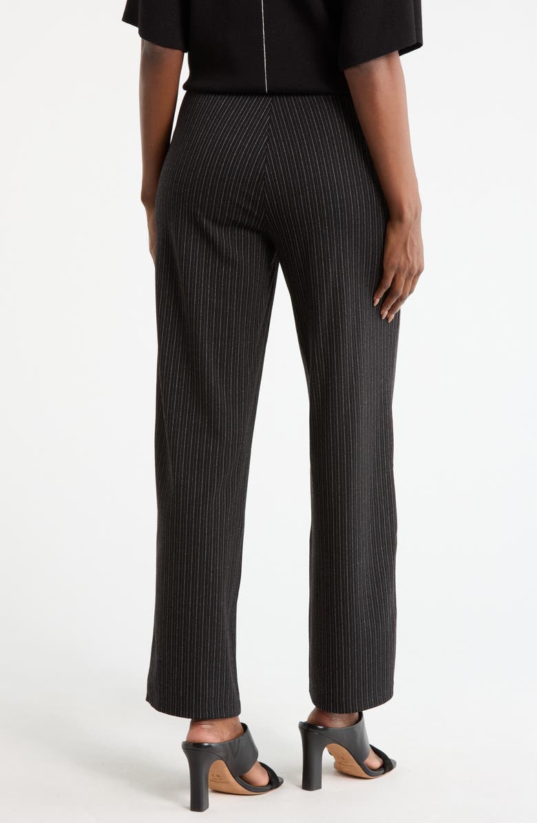 MAX STUDIO Double Knit Wide Leg Pants, Alternate, color, Black/ Ivory Pinstripe