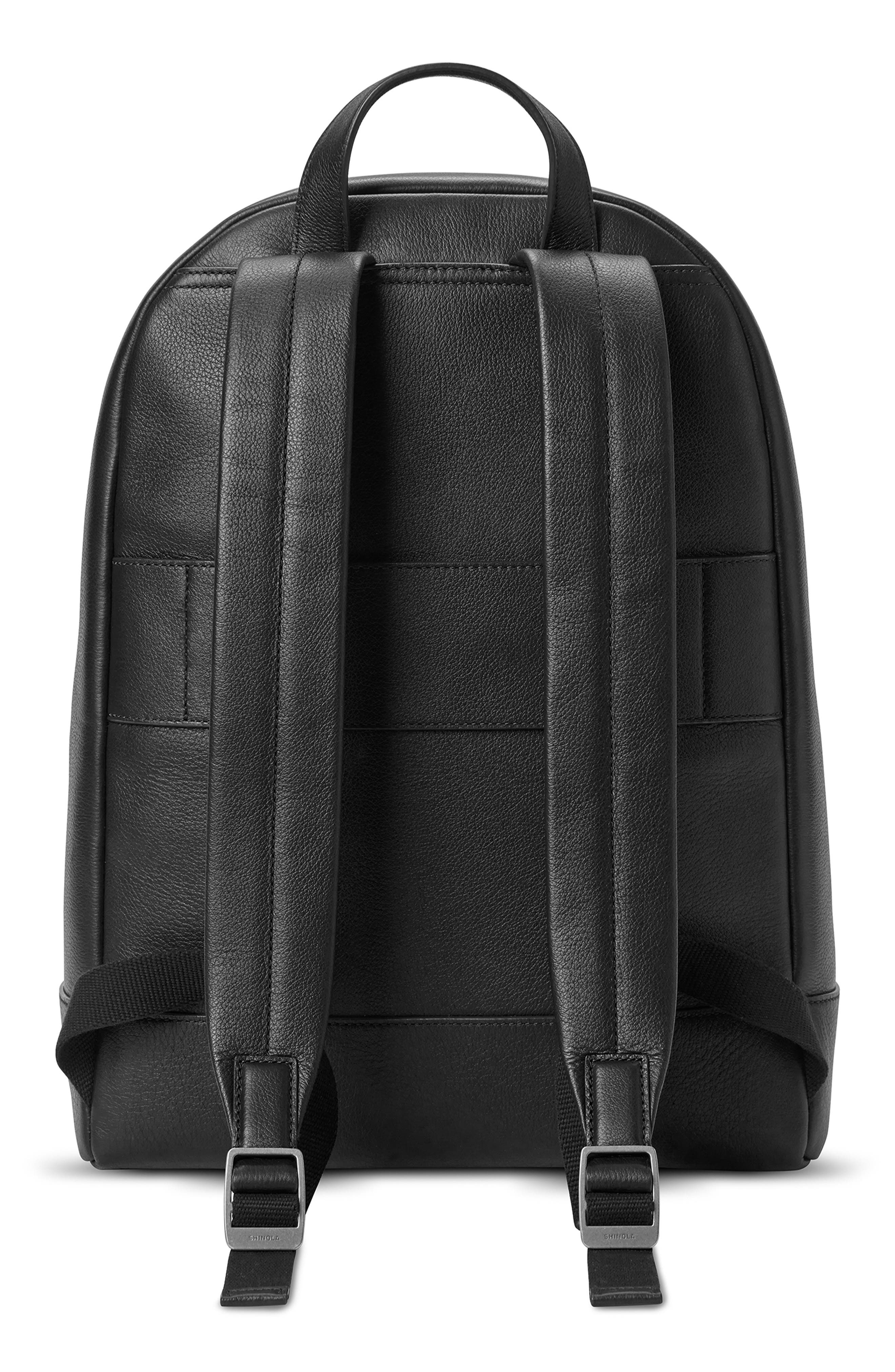 Shinola Canfield Pebble Leather Backpack, Alternate, color, Black