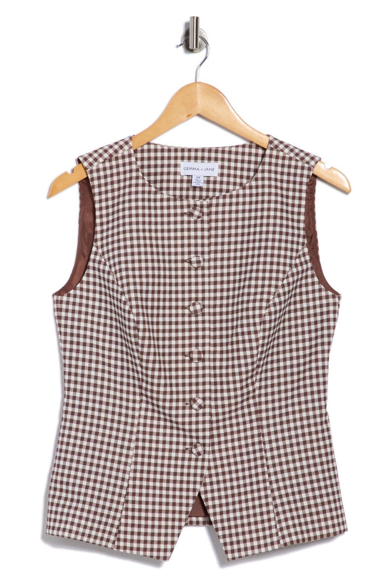 Scoop Neck Vest, Alternate, color, BROWN/WHITE