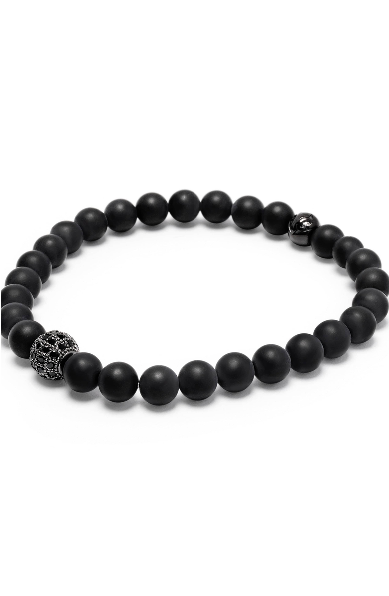 Nialaya Matte Onyx and Black CZ Diamond Wristband, Alternate, color, Black