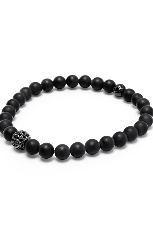 Nialaya Matte Onyx And Black Cz Diamond Wristband In Black