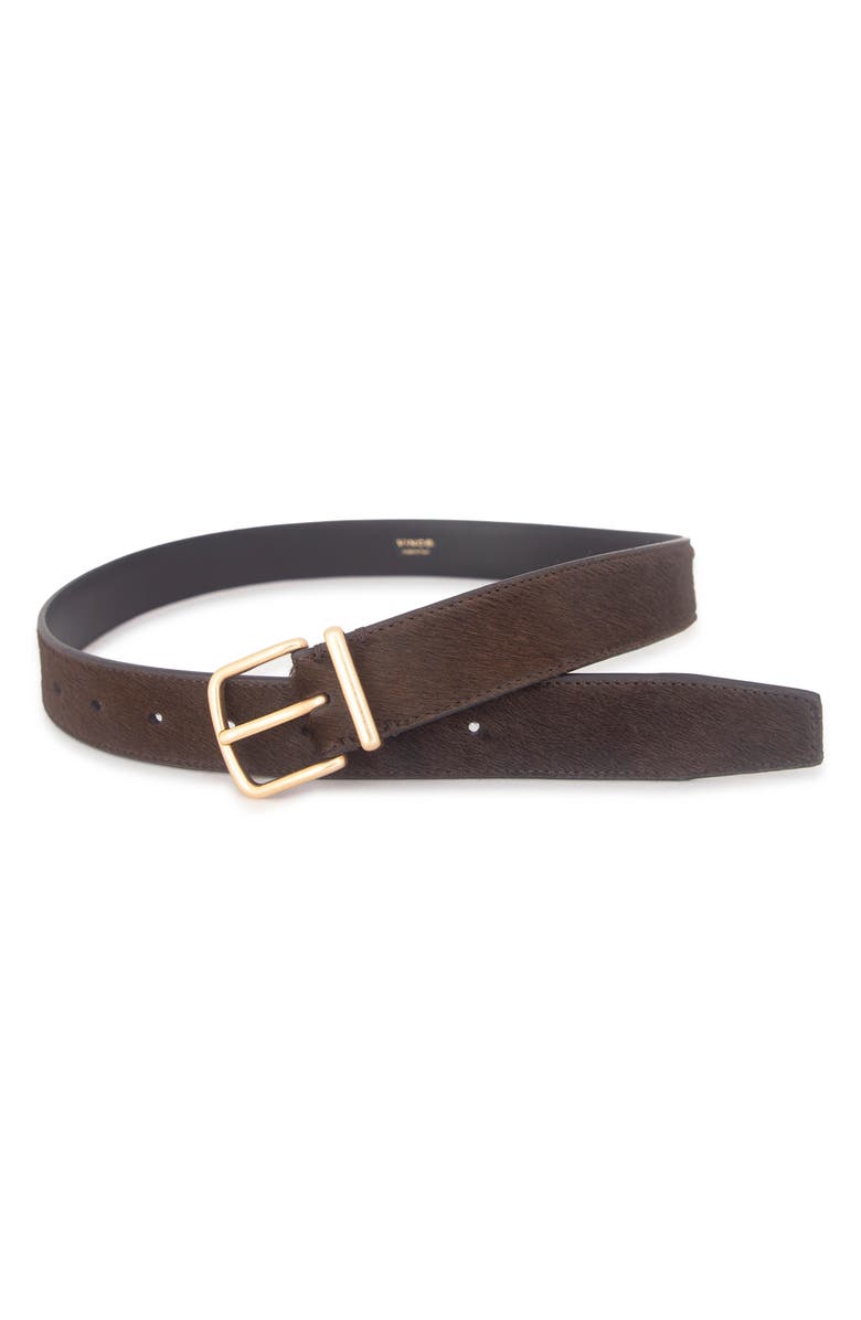 Vince Genuine Calf Hair Belt, Alternate, color, Cacao Brown