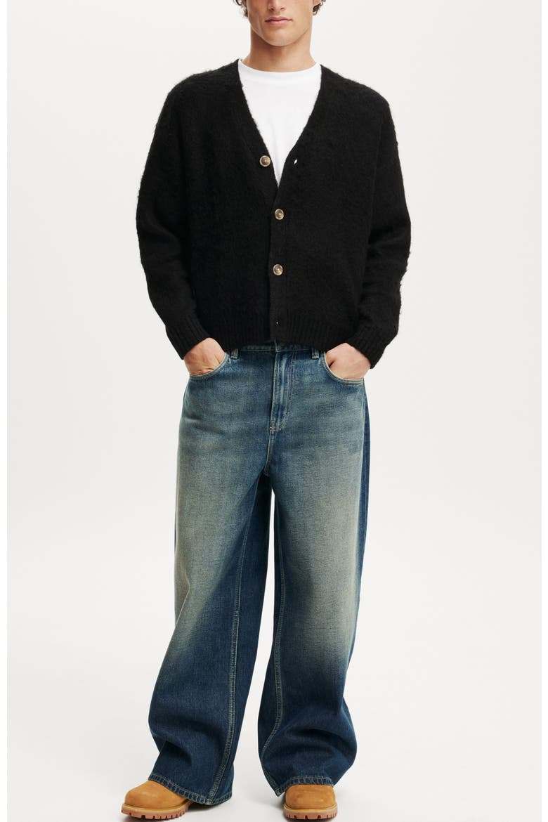 Men's Cropped Cardigan, Alternate, color, Black