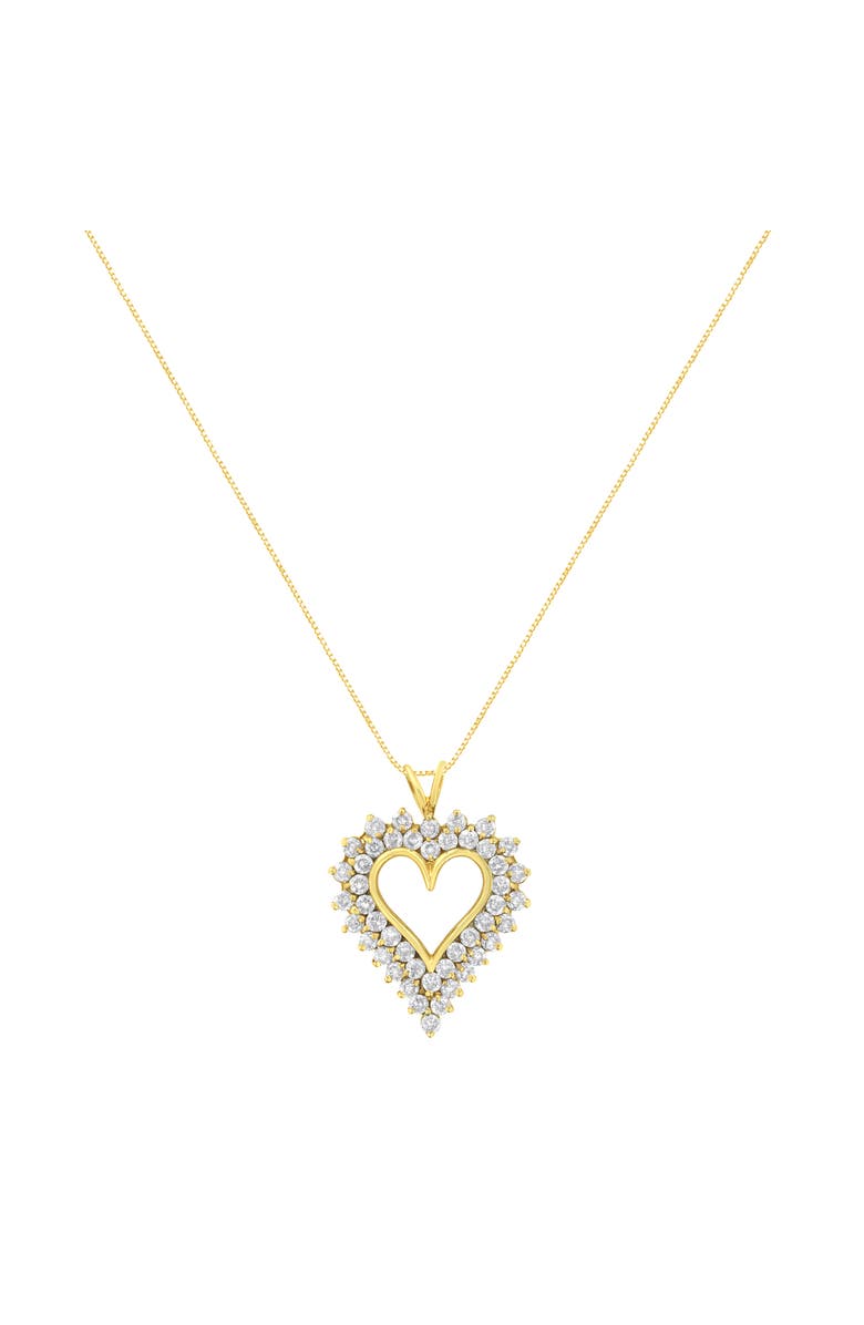 Haus of Brilliance 14K Yellow Gold Silver 4 cttw Round-cut Diamond Cluster Heart Pendant Necklace, Alternate, color, Yellow