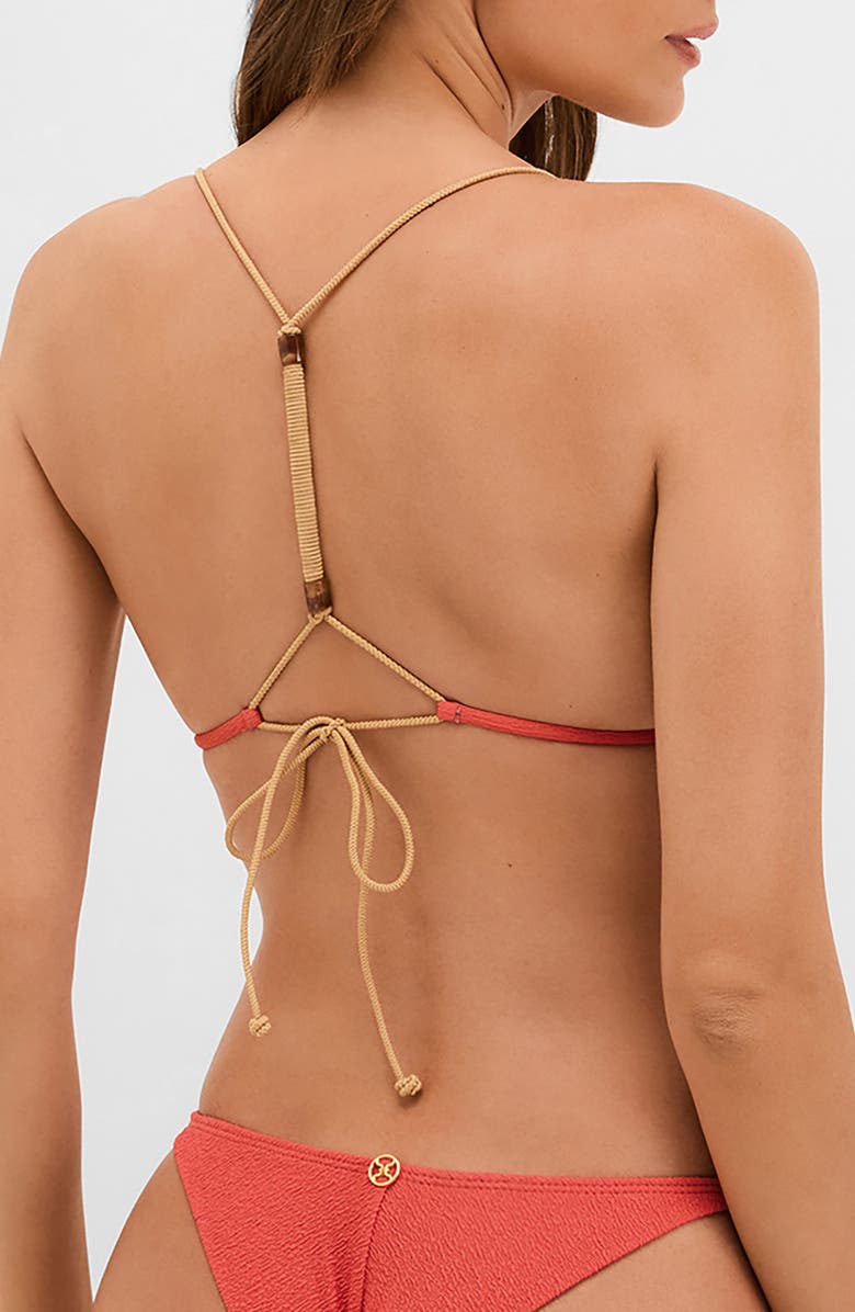 ViX Paula Hermanny Firenze April Crinkle T-Back Bikini Top, Alternate, color, Coral