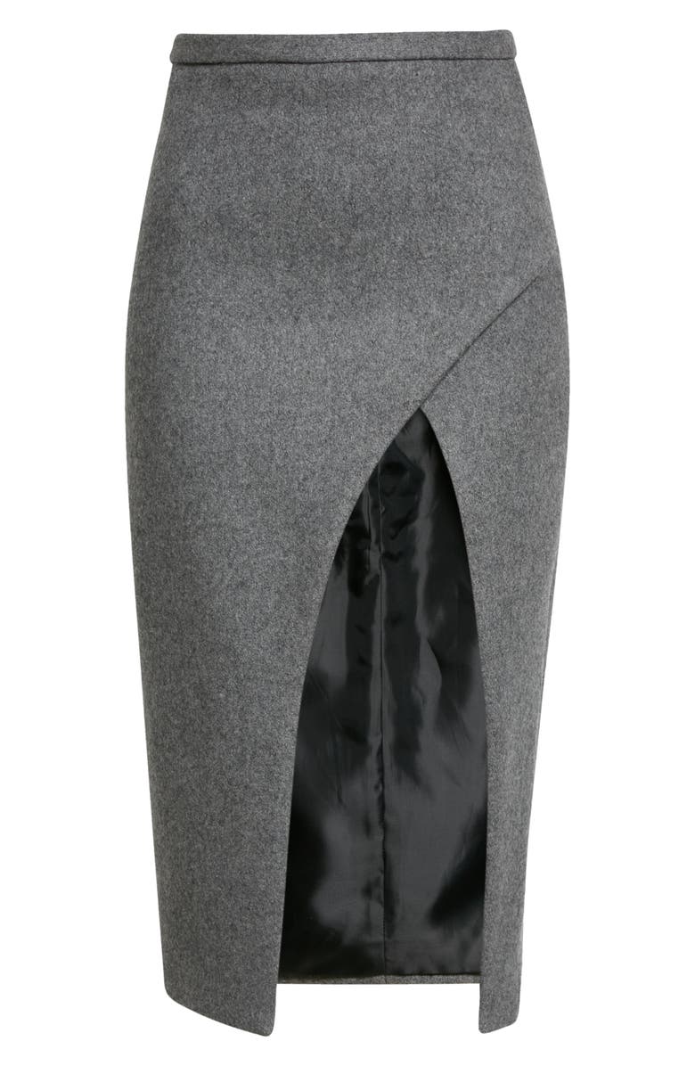 LaQuan Smith Open Front Boiled Wool Blend Pencil Skirt, Alternate, color,