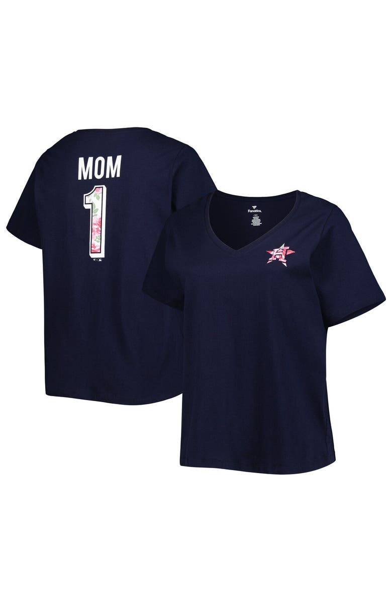 PROFILE Women's Navy Houston Astros Mother's Day Plus Size Best Mom Ever V-Neck T-Shirt, Main, color, 