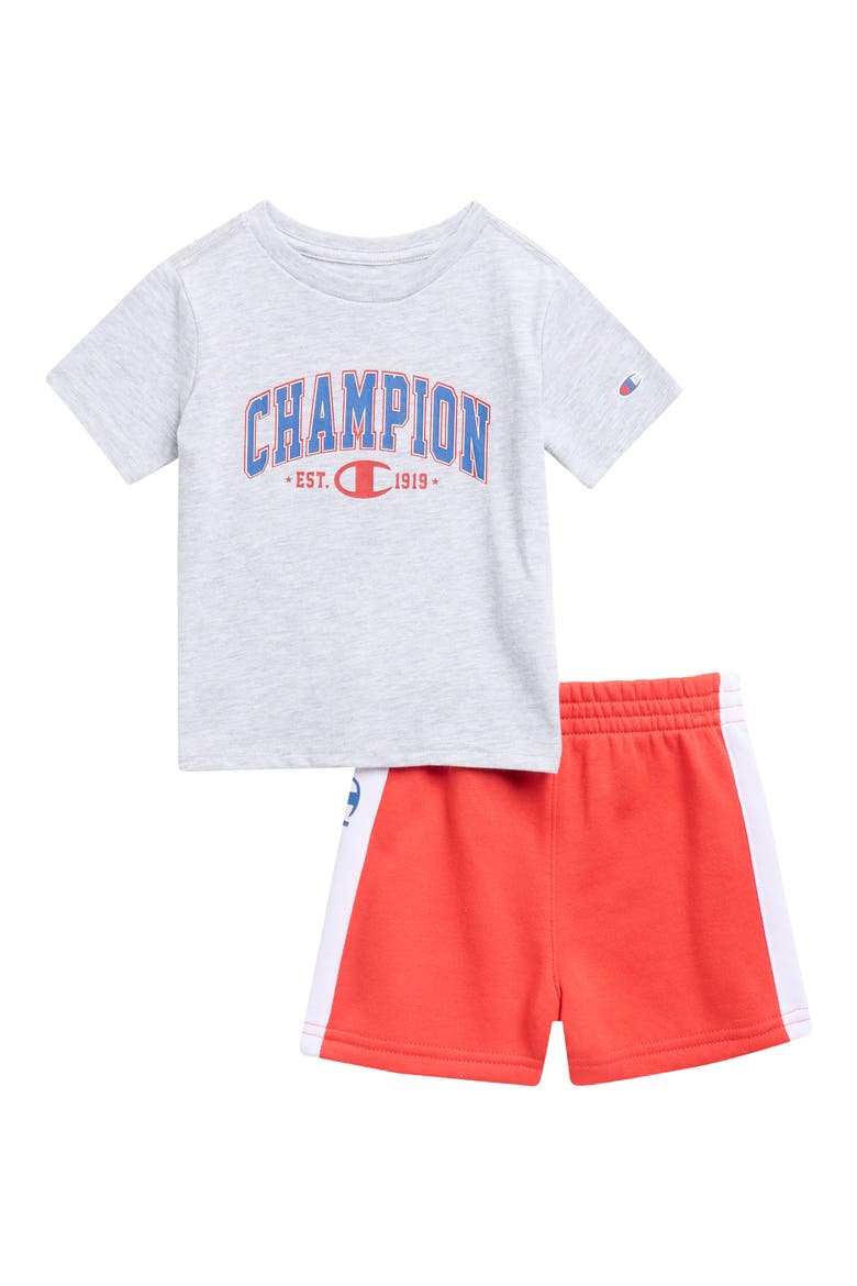 Logo Graphic T-Shirt & Shorts Set, Main, color, GRAY HEATHER