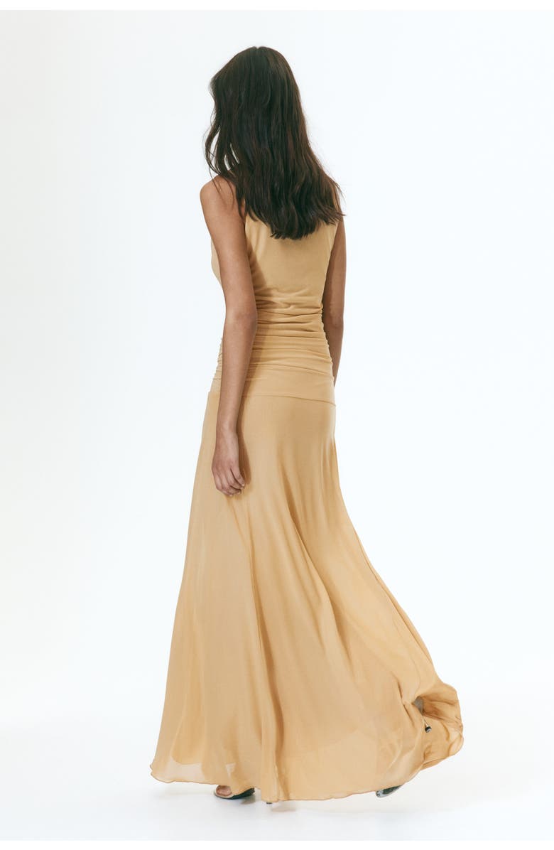 H&M Gathered mesh dress, Alternate, color, Beige