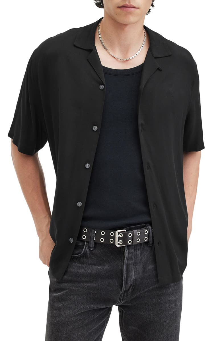 AllSaints Venice Solid Camp Shirt, Main, color,