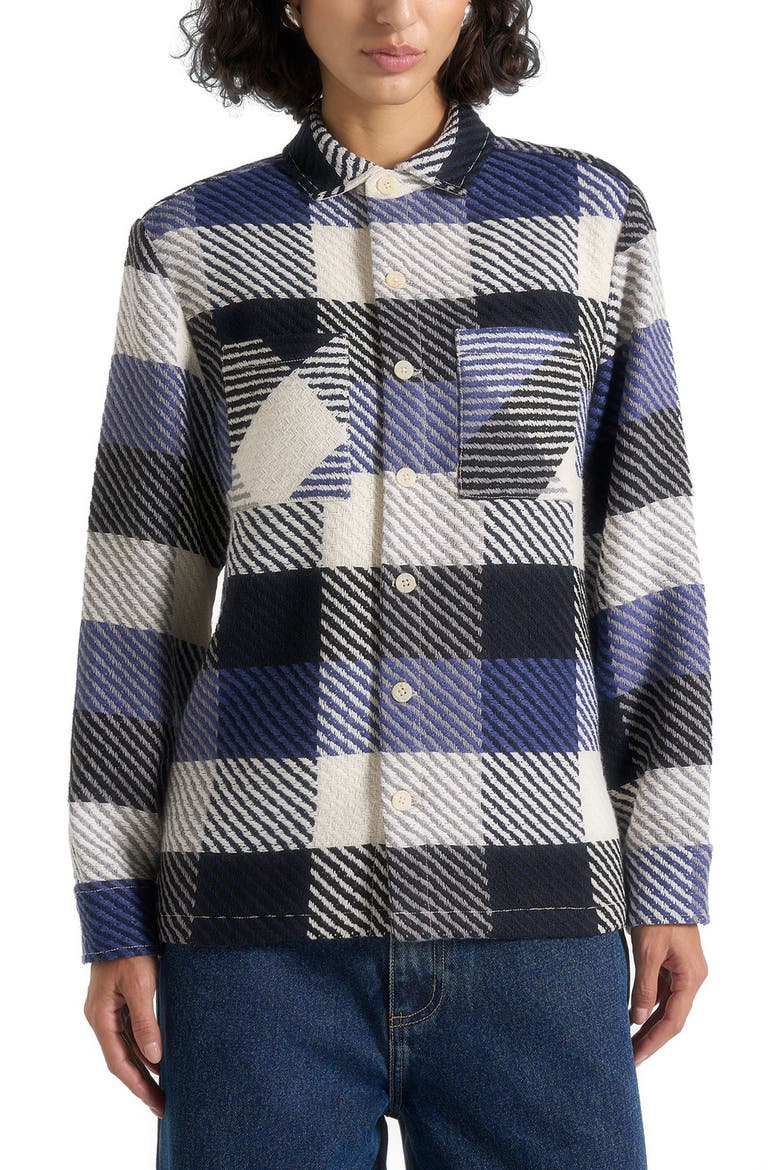 Rune Unisex Check Overshirt, Main, color, Navy
