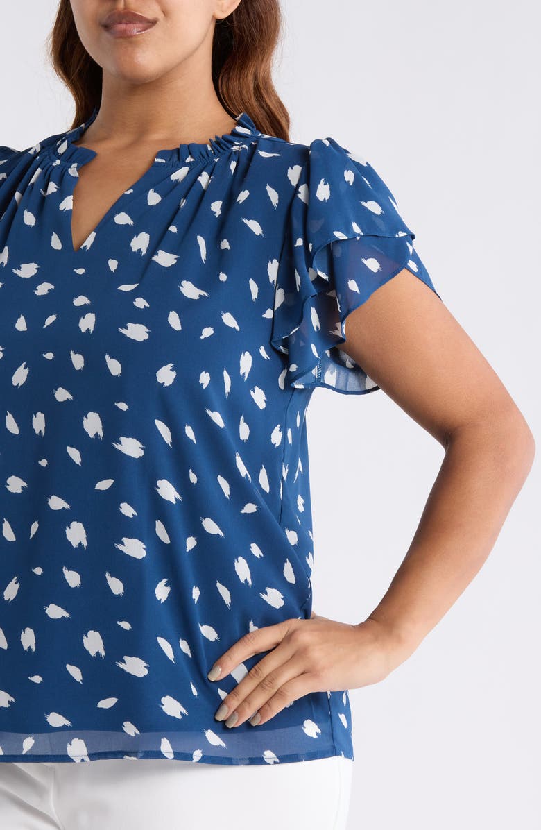 SUGARLIPS Elodie Abstract Print Top, Alternate, color, Navy-Cream