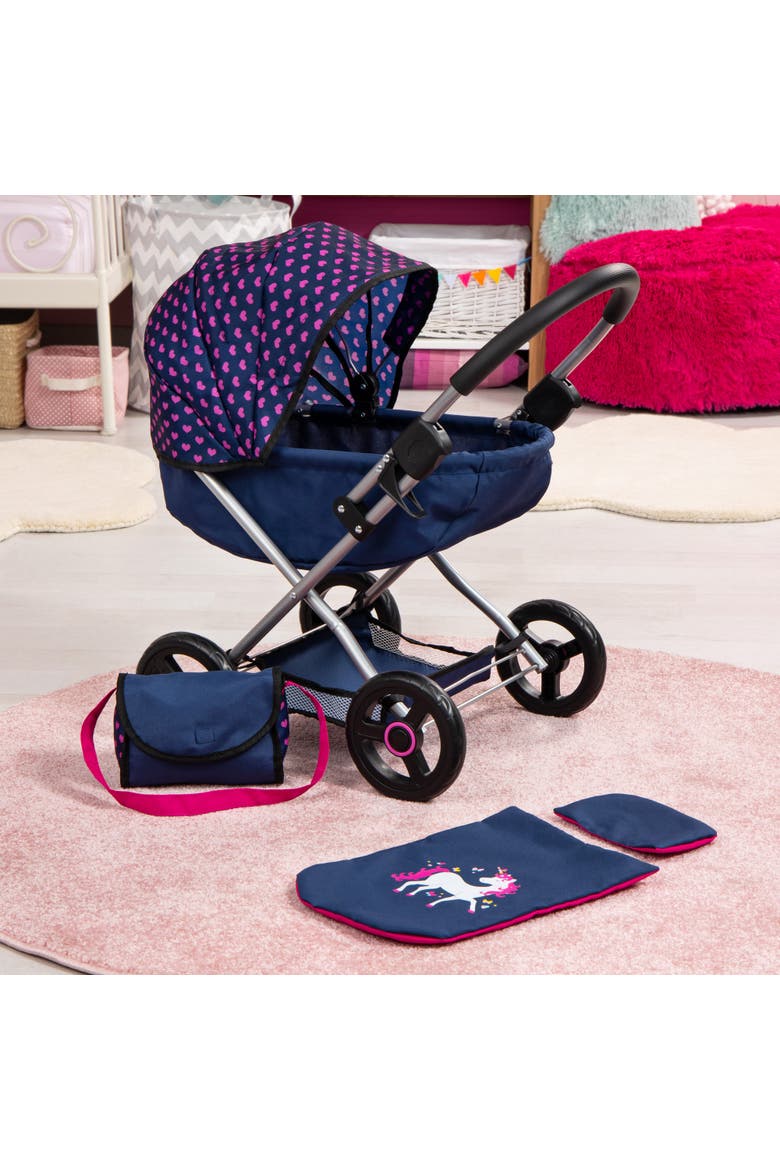4 in 1 Toy Baby Doll Pram Stroller Cosy Set Up to 18 Inch, Blue, Purple, Alternate, color, Multicolored