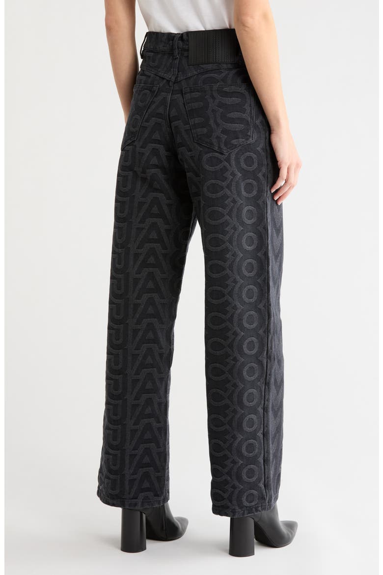 Monogram Wide Leg Jeans, Alternate, color, BLACK