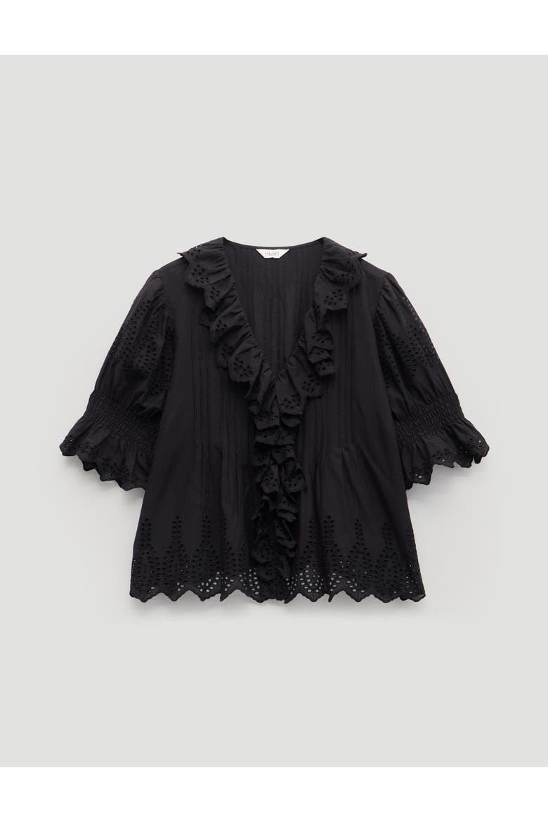 Koa Cotton Broderie Blouse, Alternate, color, Black