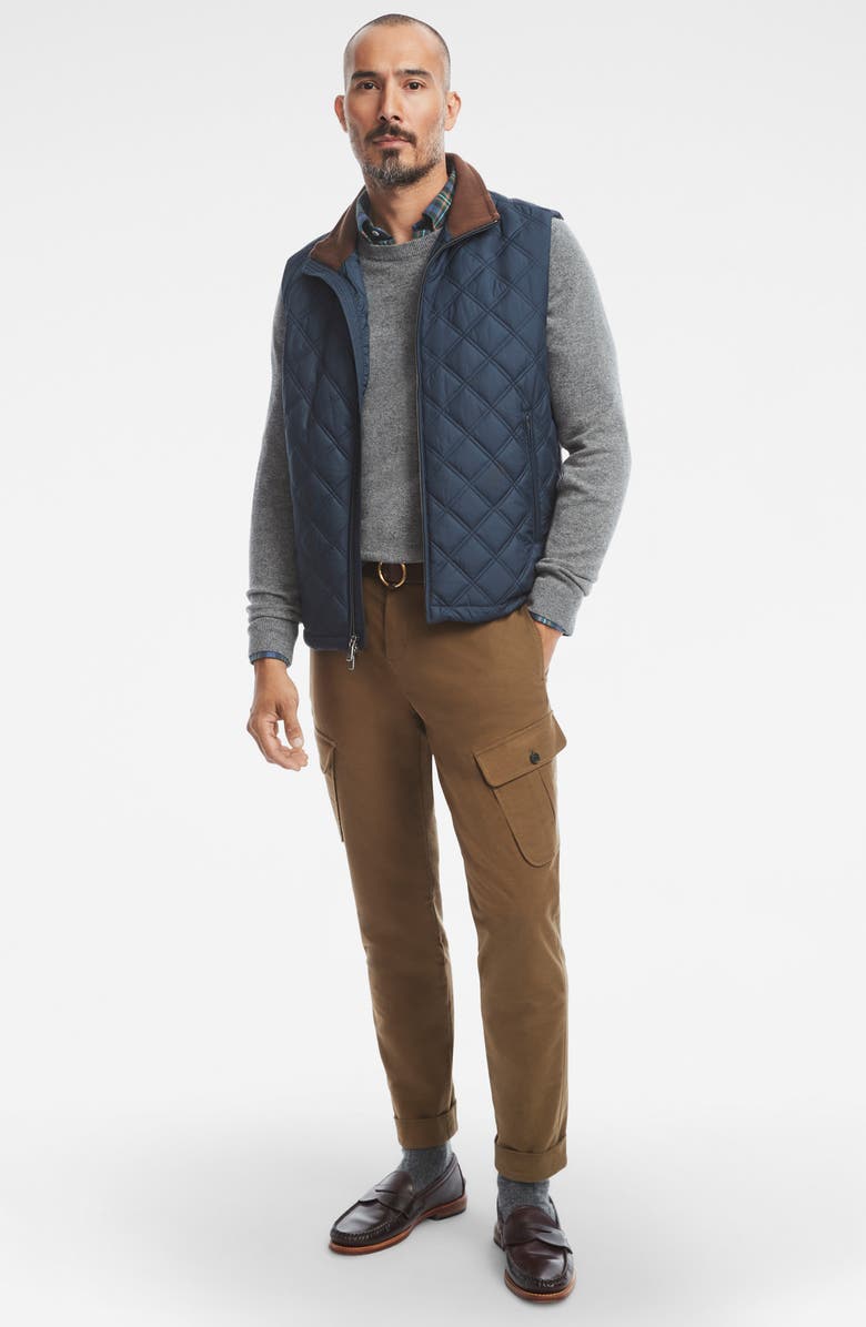 Brooks Brothers Paddock Water Repellent Diamond Quilted Vest, Alternate, color, Navy Blazer