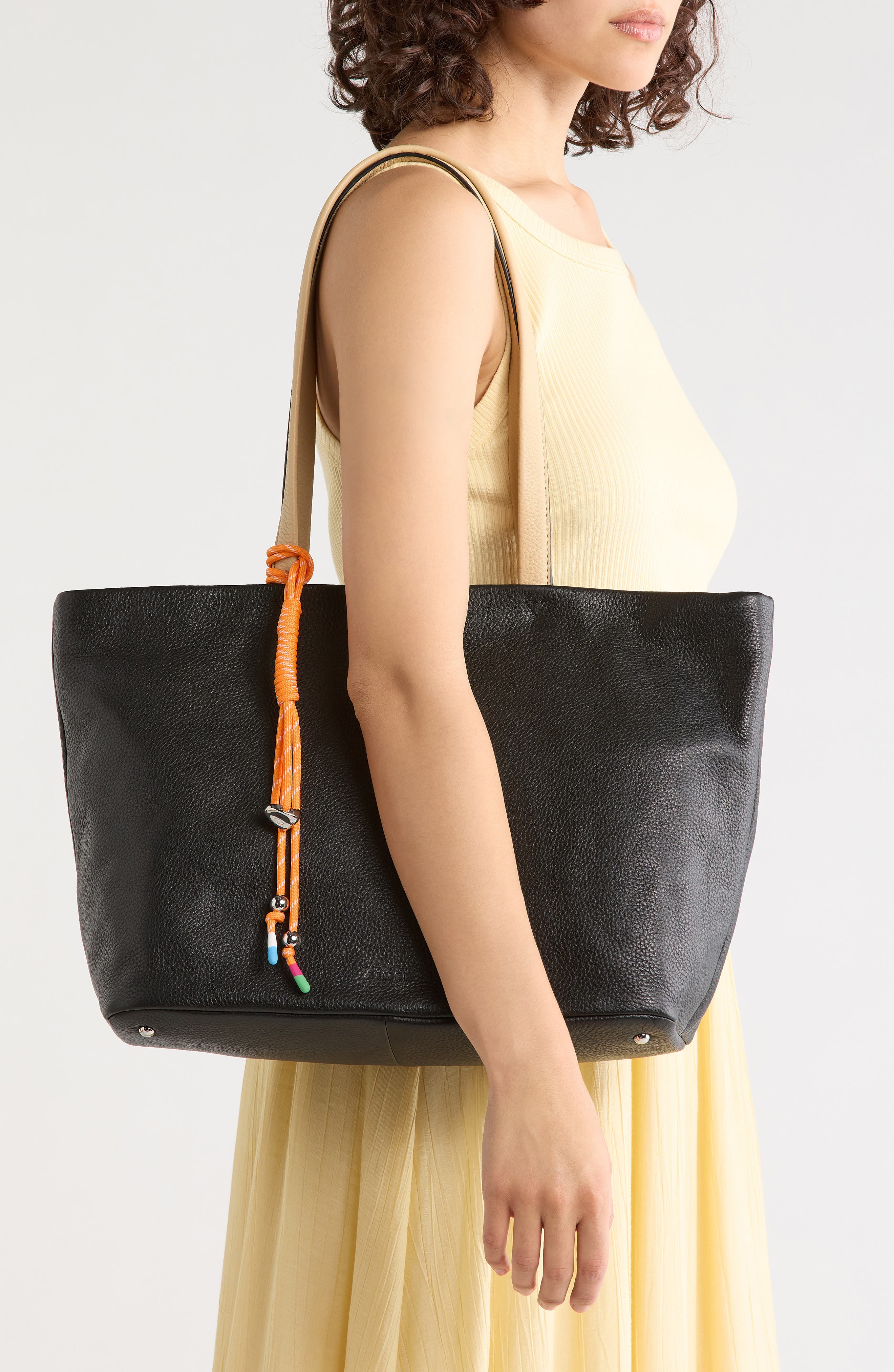 Essex Leather Tote, Alternate, color, BLACK