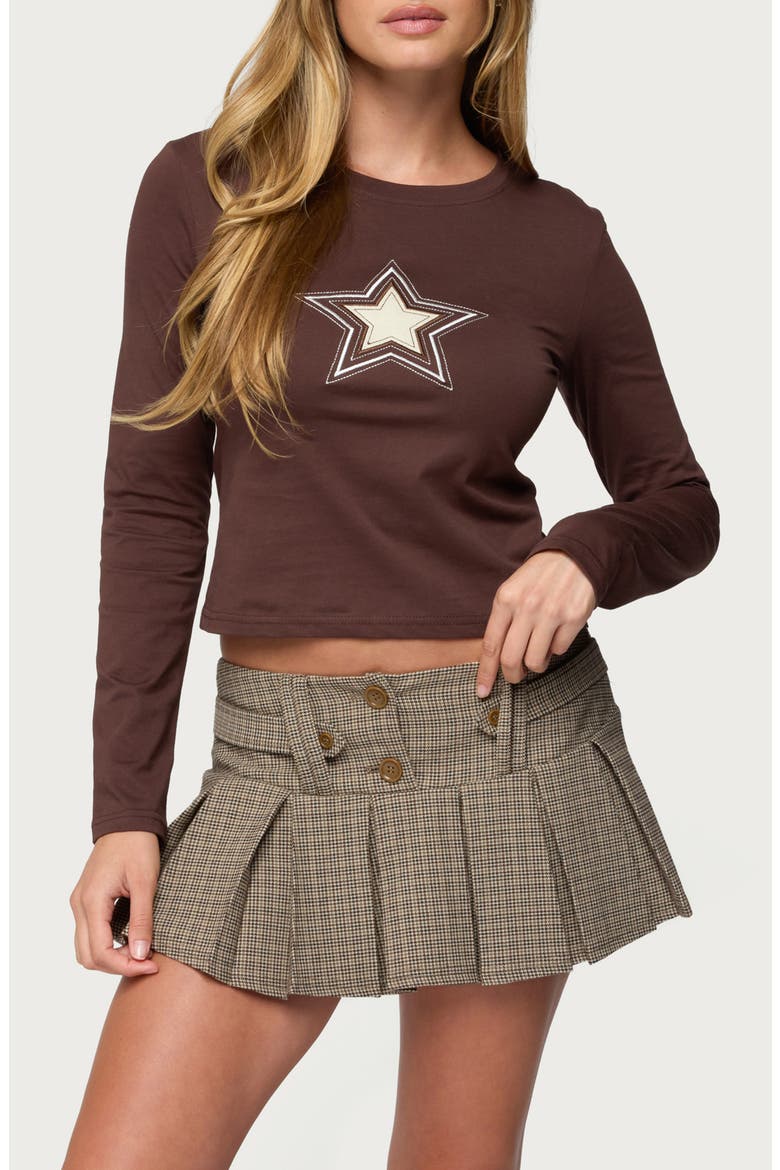 Starlett Long Sleeve Cotton T-Shirt, Main, color, BROWN