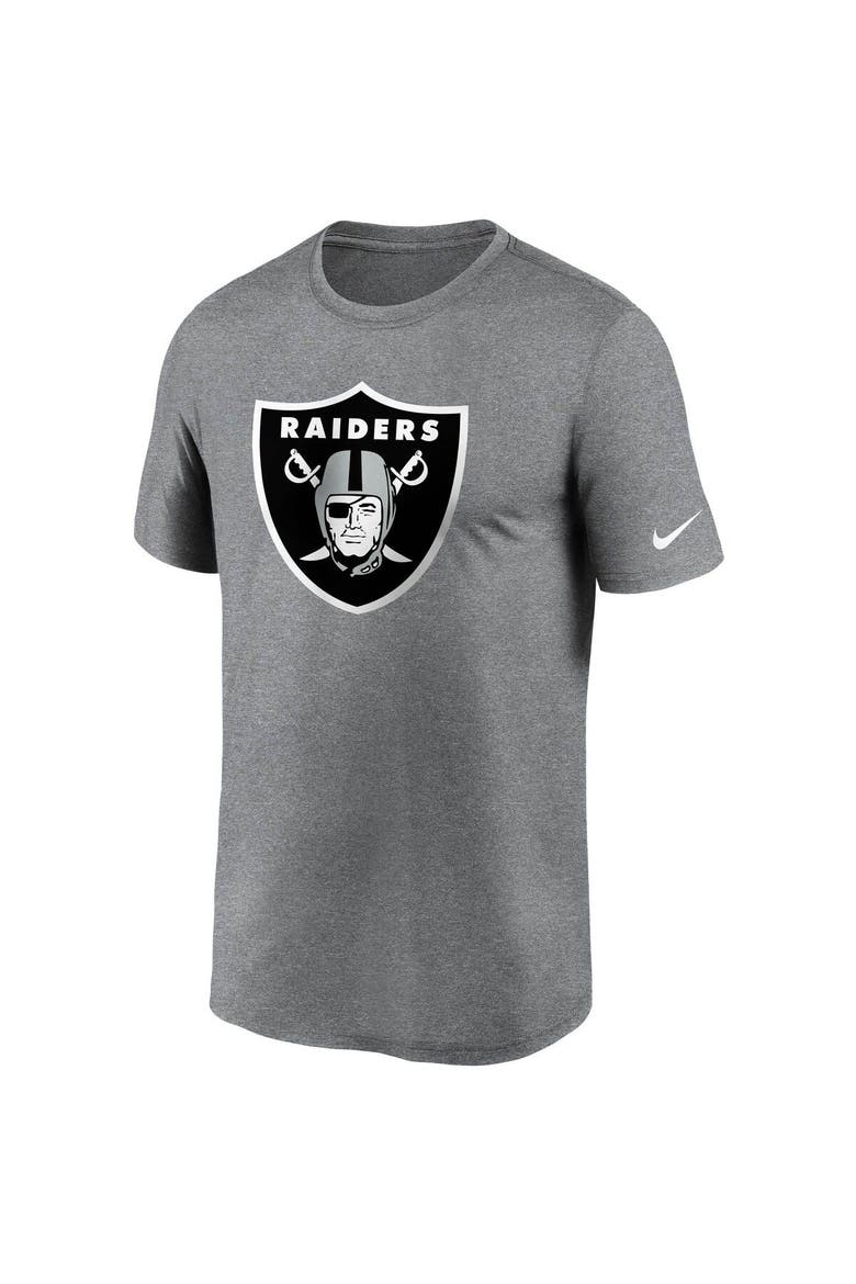 Men's Nike Heathered Charcoal Las Vegas Raiders Logo Essential Legend Performance T-Shirt, Alternate, color, Heather Charcoal