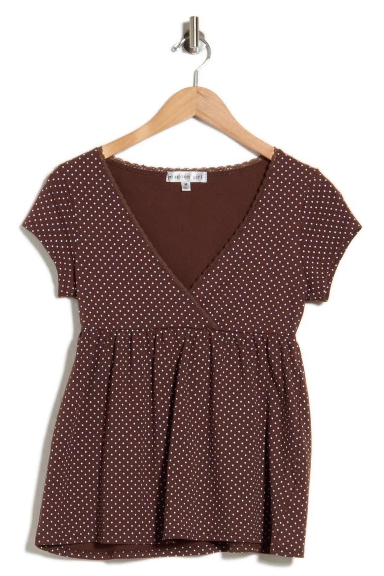 Surplice Babydoll Top, Alternate, color, BROWN COMBO