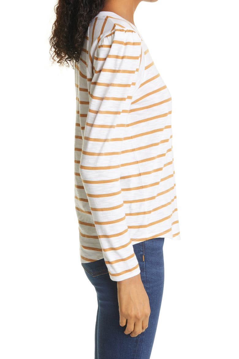 Mason Stripe Puff Sleeve Baseball T-Shirt, Alternate, color, WHITE CAMEL