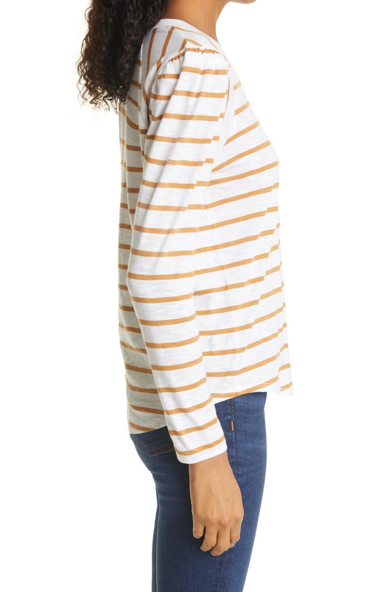 Veronica Beard Mason Stripe Puff Sleeve Baseball T-Shirt, Alternate, color,