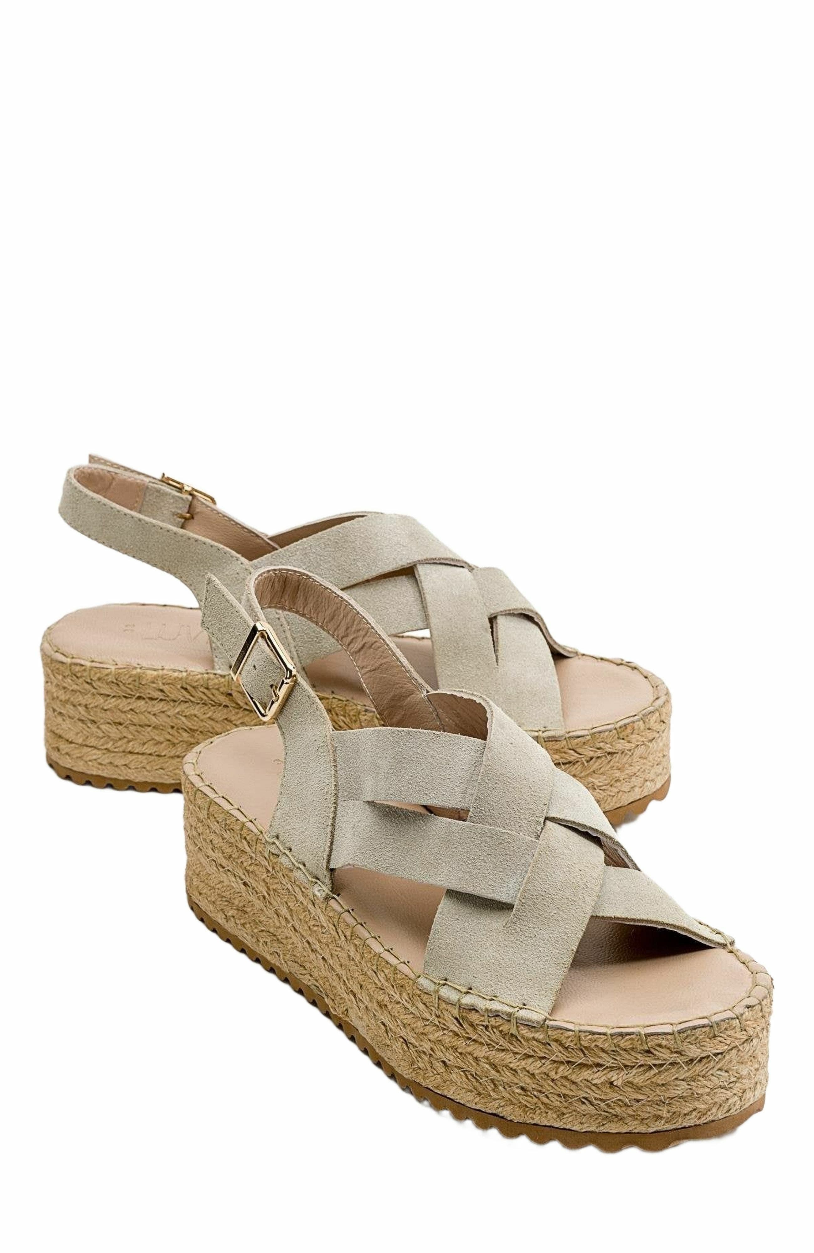 Forever & Always Shoes Lontano Suede Leather Platform Sandal, Main, color, Beige Suede Leather