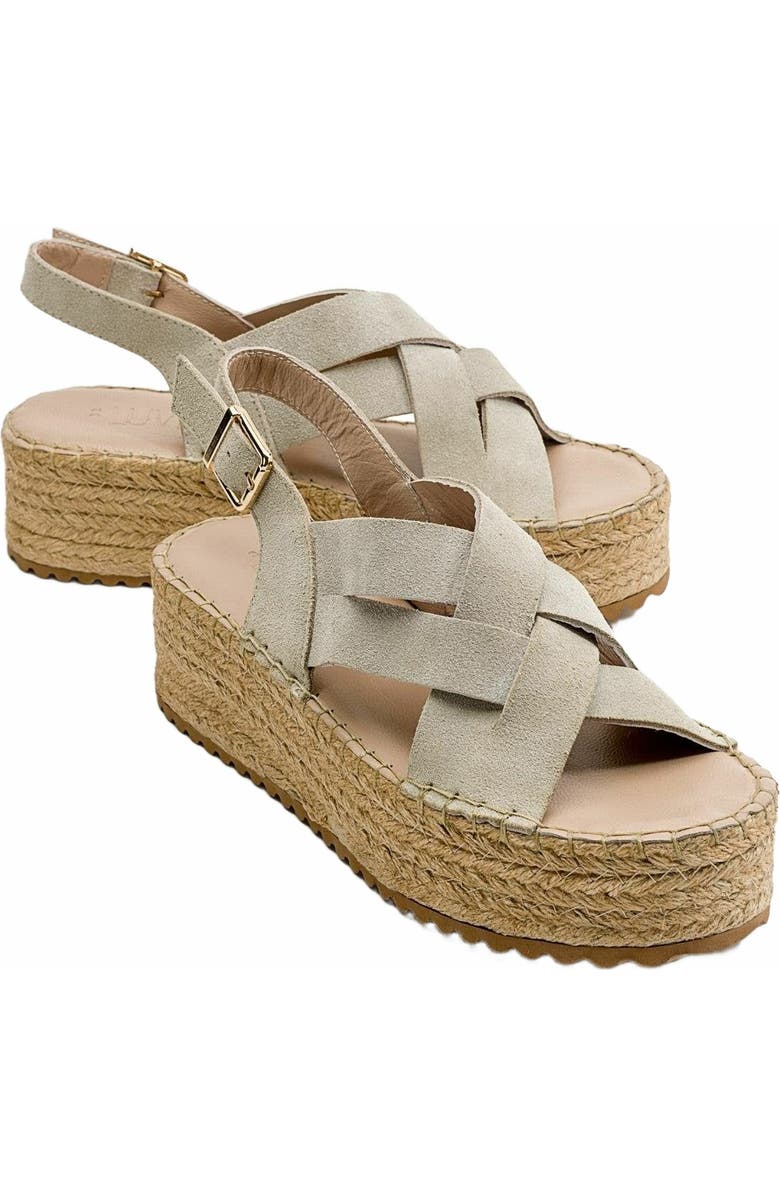 Forever & Always Shoes Lontano Suede Leather Platform Sandal, Main, color, Beige Suede Leather